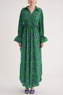 Green Lace detailed shirt dress 94564