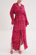 Fuchsia Lace detailed shirt dress 94564