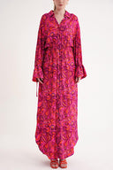 Fuchsia Lace detailed shirt dress 94564