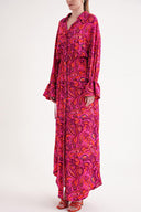 Fuchsia Lace detailed shirt dress 94564