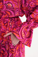 Fuchsia Lace detailed shirt dress 94564