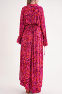Fuchsia Lace detailed shirt dress 94564