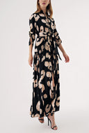 Patterned Long shirt dress with  chain accessory detail 94568