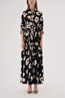 Patterned Long shirt dress with  chain accessory detail 94568