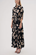 Patterned Long shirt dress with  chain accessory detail 94568