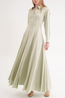 Green Long shirt dress with fitted waist and godel 94574