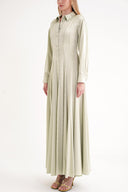 Green Long shirt dress with fitted waist and godel 94574