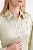 Green Long shirt dress with fitted waist and godel 94574