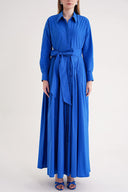Blue Pleat detailed long shirt dress 94575