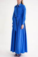 Blue Pleat detailed long shirt dress 94575