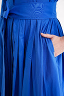 Blue Pleat detailed long shirt dress 94575