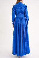 Blue Pleat detailed long shirt dress 94575