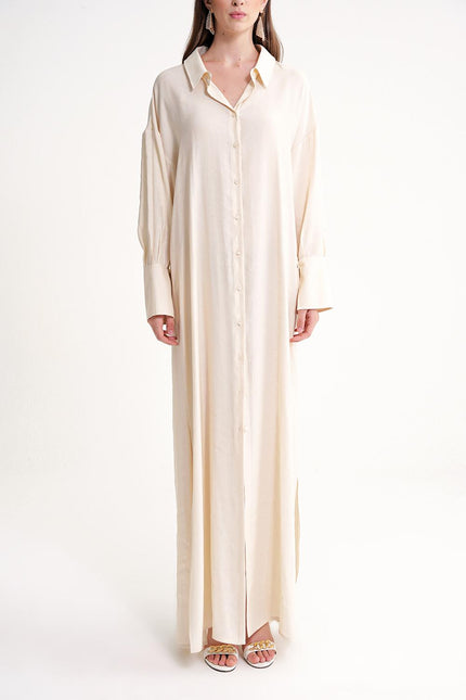 Ecru Shirt dress with tie detail at the back 94579