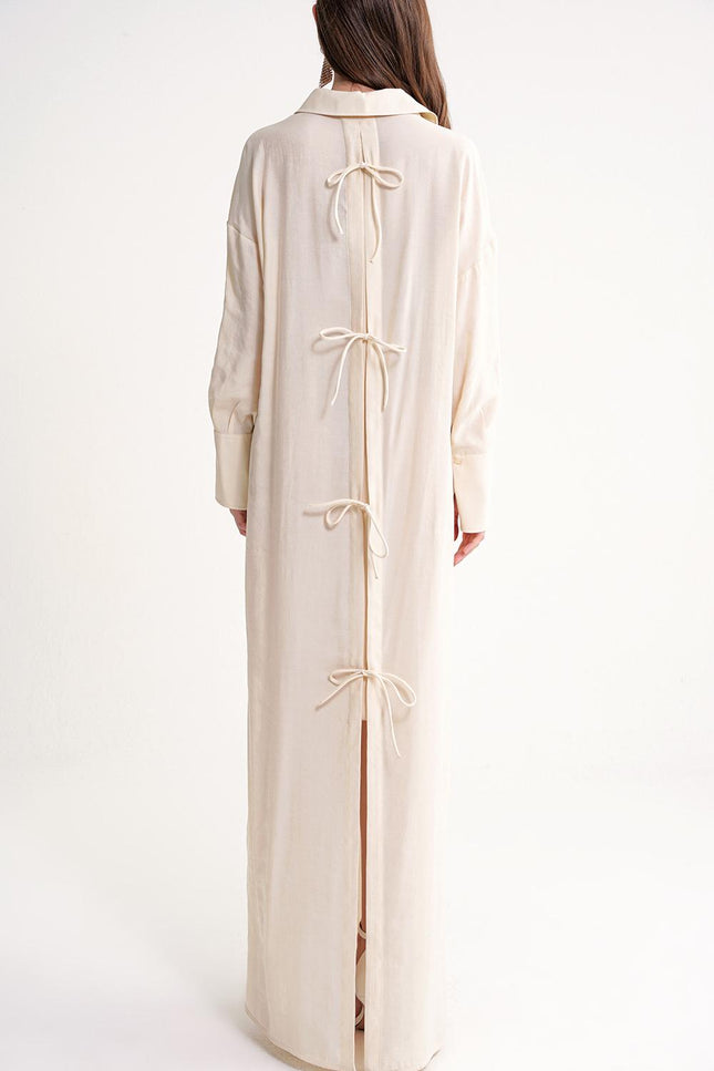 Ecru Shirt dress with tie detail at the back 94579