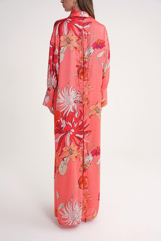 Patterned Shirt dress with tie detail at the back 94579