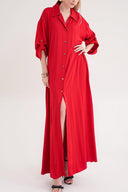 Red Wide cut shirt dress 94581