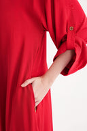 Red Wide cut shirt dress 94581