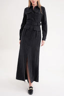 Black Long shirt dress with pocket detail 94587