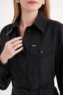 Black Long shirt dress with pocket detail 94587