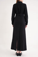 Black Long shirt dress with pocket detail 94587