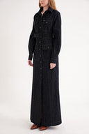 Navy Blue Long shirt dress with pocket detail 94587