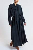 Black Loose cut shirt dress with elastic waist 94589