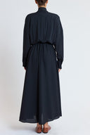 Black Loose cut shirt dress with elastic waist 94589