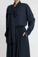Black Loose cut shirt dress with elastic waist 94589