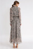 Beige Loose cut shirt dress with elastic waist 94589