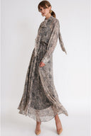Beige Loose cut shirt dress with elastic waist 94589