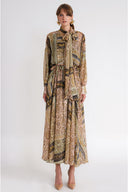 Patterned Loose cut shirt dress with elastic waist 94589