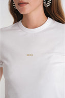 White Embroidered crew neck short-sleeved t-shirt 19941