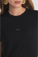Navy Blue Embroidered crew neck short-sleeved t-shirt 19941