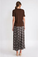 Brown Embroidered crew neck short-sleeved t-shirt 19943