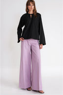 Black Loose-fitting blouse with accessory details 19948