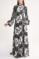 Black Loose fit Balloon sleeve long dress 94596
