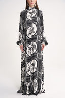 Black Loose fit Balloon sleeve long dress 94596