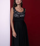 Black Lace detailed long dress 94607