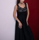 Black Lace detailed long dress 94607
