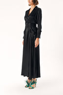 Black Belted double-breasted dress with big pockets 94623