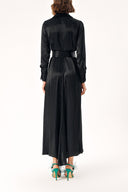 Black Belted double-breasted dress with big pockets 94623