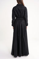 Black Long shirt dress with elastic and snap detail 94627