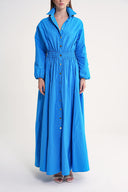 Blue Long shirt dress with elastic and snap detail 94627