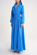 Blue Long shirt dress with elastic and snap detail 94627