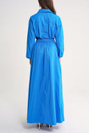 Blue Long shirt dress with elastic and snap detail 94627