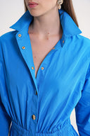 Blue Long shirt dress with elastic and snap detail 94627