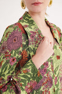 Patterned V-neck, loose-fitting long dress with godel 94629