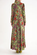 Patterned V-neck, loose-fitting long dress with godel 94629