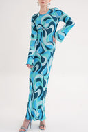 Patterned Printed satin long dress 94635