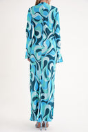 Patterned Printed satin long dress 94635